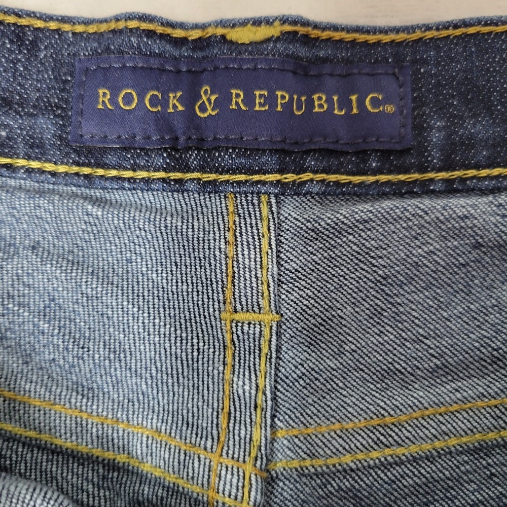 Rock & Republic Cut Off Shorts Size 2 Stinger Blue Stretch Denim Coastal Cowgirl - Picture 13 of 16